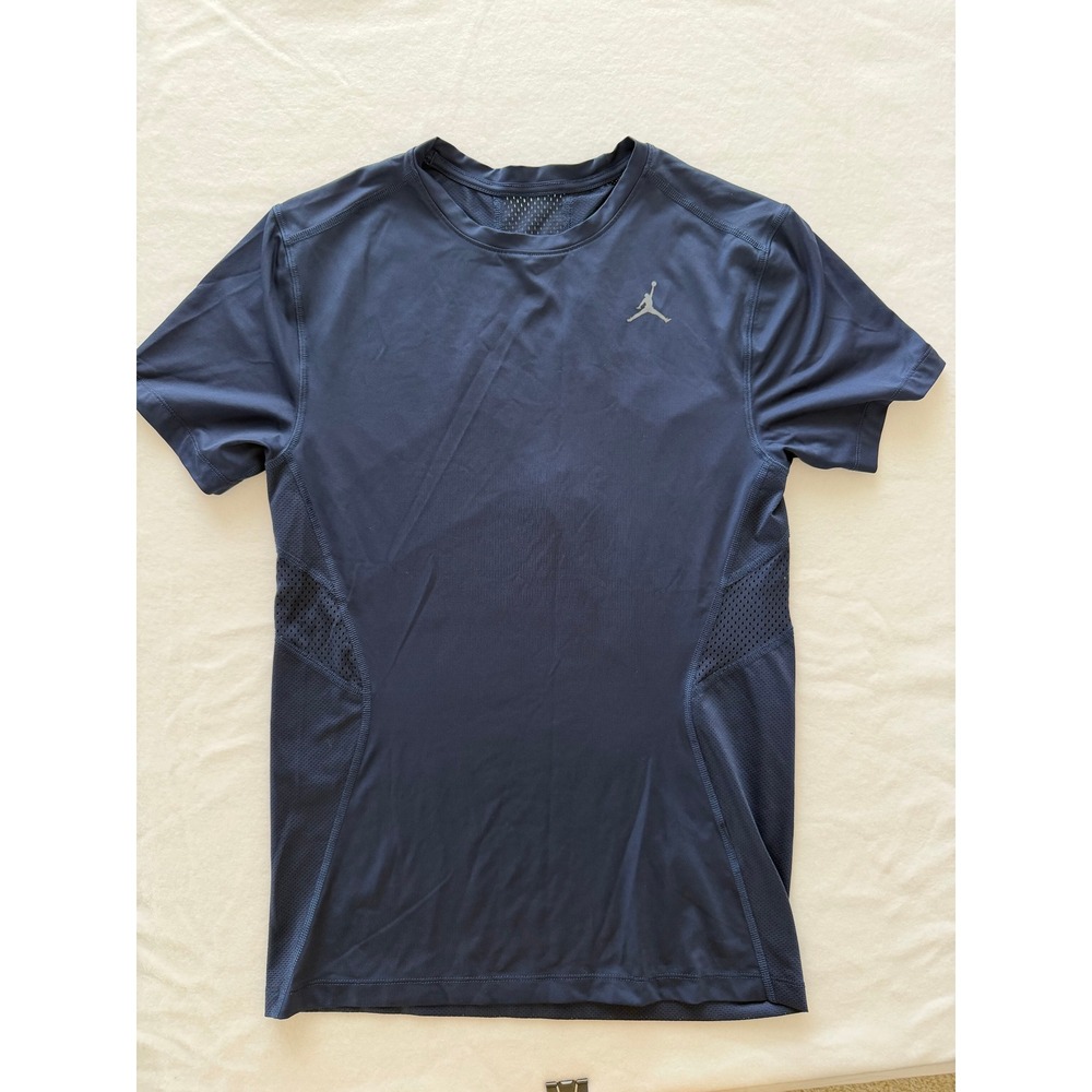 Jordan Shirt Mens Large Dri-FIT Mesh Training Top Navy Blue Excellent